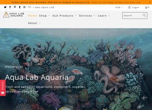 How aqualabaquaria.com looks like on a tablet such as an iPad.
