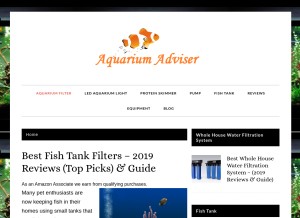 How aquariumadviser.com looks like on a tablet such as an iPad.