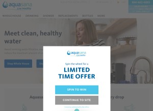 How aquasana.com looks like on a tablet such as an iPad.