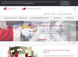 How arbeiterkammer.at looks like on a tablet such as an iPad.