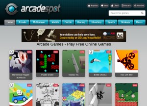 How arcadespot.com looks like on a tablet such as an iPad.