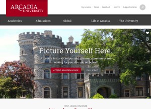 How arcadia.edu looks like on a tablet such as an iPad.