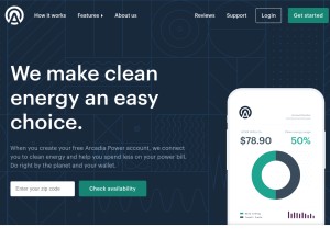 How arcadiapower.com looks like on a tablet such as an iPad.