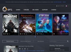 How arcgames.com looks like on a tablet such as an iPad.