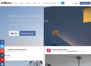 How archilovers.com looks like on a tablet such as an iPad.