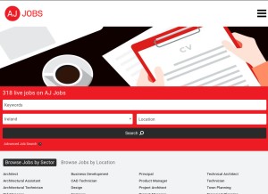 How architectsjournaljobs.com looks like on a tablet such as an iPad.