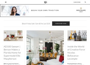 How architecturaldigest.com looks like on a tablet such as an iPad.