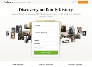 How archives.com looks like on a tablet such as an iPad.