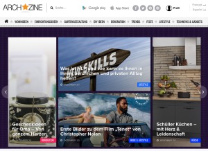How archzine.net looks like on a tablet such as an iPad.