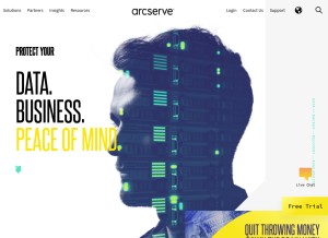 How arcserve.com looks like on a tablet such as an iPad.