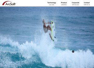How arcsoft.com looks like on a tablet such as an iPad.