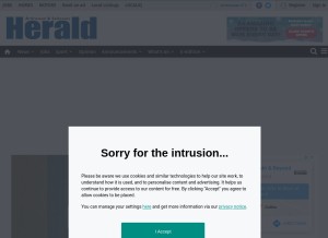 How ardrossanherald.com looks like on a tablet such as an iPad.
