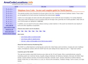 How areacodelocations.info looks like on a tablet such as an iPad.