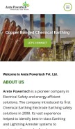 How aretepowertech.co.in looks like on a mobile device such as an iPhone.