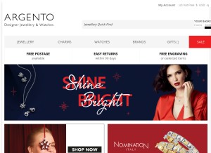 How argento.com looks like on a tablet such as an iPad.