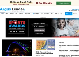 How argusleader.com looks like on a tablet such as an iPad.