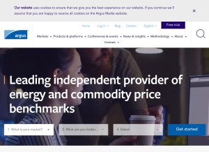 How argusmedia.com looks like on a tablet such as an iPad.