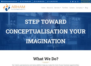 How arhamtechnosoft.com looks like on a tablet such as an iPad.