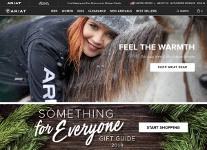 How ariat.com looks like on a tablet such as an iPad.