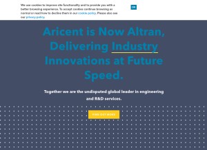 How aricent.com looks like on a tablet such as an iPad.