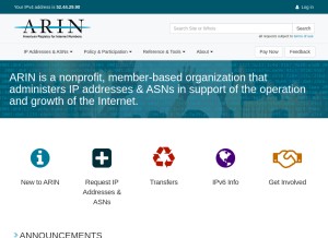 How arin.net looks like on a tablet such as an iPad.