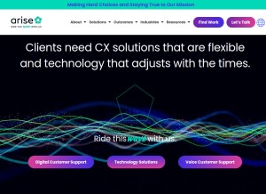 How arise.com looks like on a tablet such as an iPad.