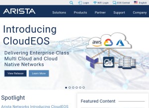 How arista.com looks like on a tablet such as an iPad.