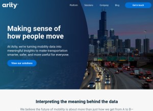 How arity.com looks like on a tablet such as an iPad.
