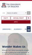 How arizona.edu looks like on a mobile device such as an iPhone.