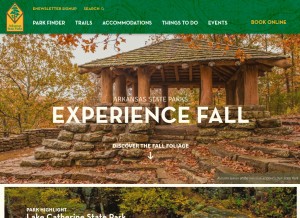 How arkansasstateparks.com looks like on a tablet such as an iPad.