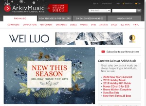 How arkivmusic.com looks like on a tablet such as an iPad.