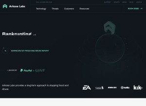 How arkoselabs.com looks like on a tablet such as an iPad.