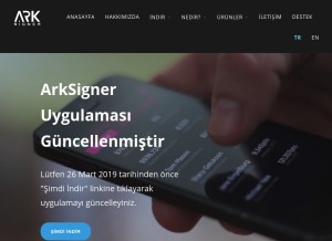 How arksigner.com looks like on a tablet such as an iPad.