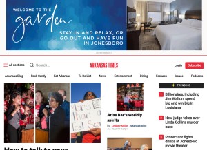 How arktimes.com looks like on a tablet such as an iPad.
