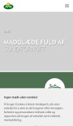 How arla.dk looks like on a mobile device such as an iPhone.