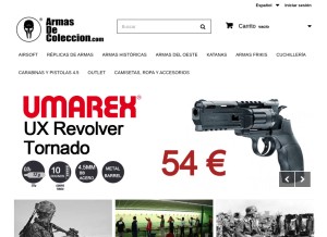 How armasdecoleccion.com looks like on a tablet such as an iPad.