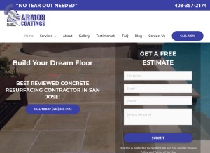 How armorcoatings.net looks like on a tablet such as an iPad.