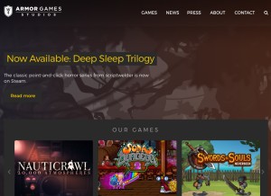 How armorgamesstudios.com looks like on a tablet such as an iPad.