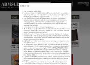 How armslist.com looks like on a tablet such as an iPad.