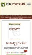 How armystudyguide.com looks like on a mobile device such as an iPhone.