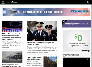 How armytimes.com looks like on a tablet such as an iPad.