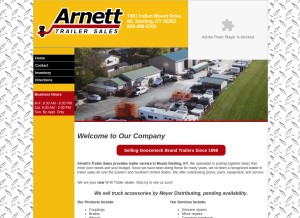 How arnettstrailers.com looks like on a tablet such as an iPad.