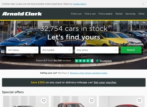 How arnoldclark.com looks like on a tablet such as an iPad.