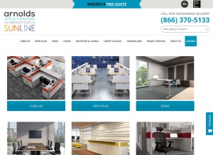 How arnoldsofficefurniture.com looks like on a tablet such as an iPad.