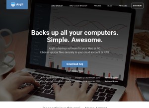 How arqbackup.com looks like on a tablet such as an iPad.