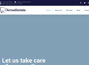 How arrowdentals.com looks like on a tablet such as an iPad.