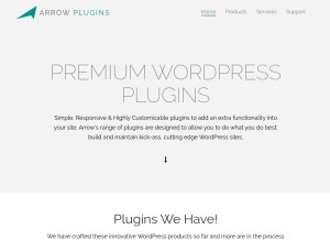 How arrowplugins.com looks like on a tablet such as an iPad.