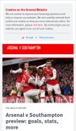 How arsenal.com looks like on a mobile device such as an iPhone.