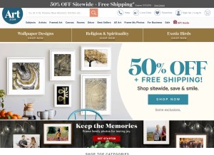 How art.com looks like on a tablet such as an iPad.