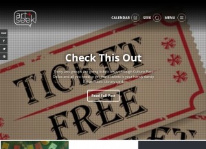 How artandseek.org looks like on a tablet such as an iPad.